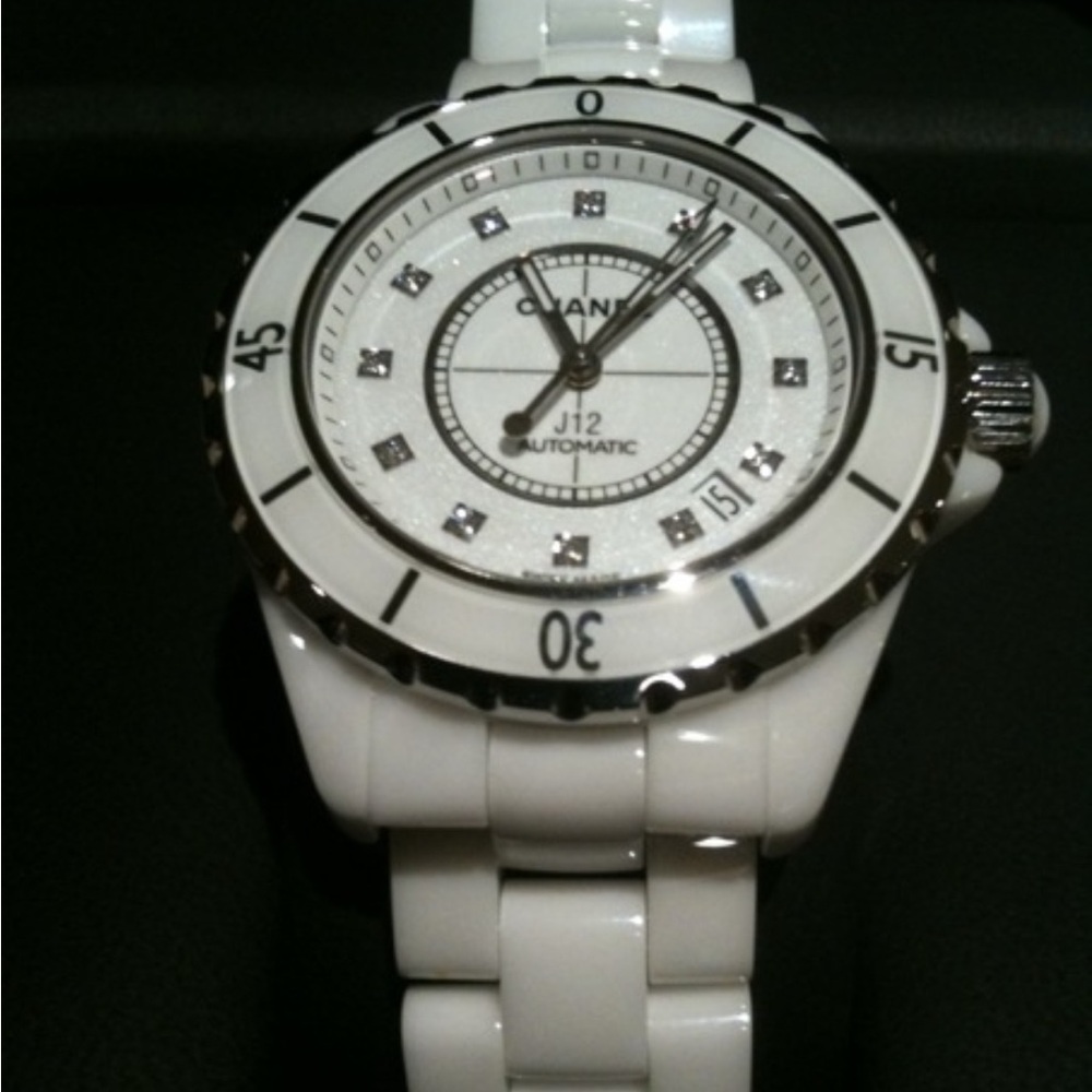 CHANEL J12 White Ceramic Diamond Watch